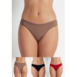 Kit 3 Calcinhas Sarah Frelith Castanho, Preto e Vermelho - DIVERSOS