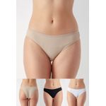 Kit 3 Calcinhas Sarah Frelith Básicos Canelado - DIVERSOS