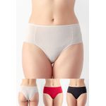 Kit 3 Calcinhas Luara Frelith Base, Preto e Vermelho - DIVERSOS