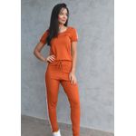 Conjunto Meia Estação Frelith com Viés nas Laterais em Moletinho - LARANJA ESCURO