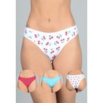 Kit 3 Calcinhas Cerejas, Vermelho e Verde em Cotton - ESTAMPADA