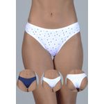 Kit 3 Calcinhas Floral, Azul Marinho e Branco em Microfibra - ESTAMPADA