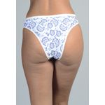 Kit 3 Calcinhas Floral, Marfim e Azul Marinho em Microfibra - ESTAMPADA