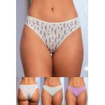 Kit 3 Calcinhas Frelith Lavanda Verde e Lilás - ESTAMPADA