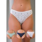 Kit 3 Calcinhas Frelith Poá Marinho e Verde em Microfibra - ESTAMPADA