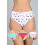 Kit 3 Calcinhas Cerejas, Vermelho e Verde em Cotton - ESTAMPADA