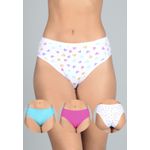 Kit 3 Calcinhas Frelith Corações Color, Verde e Pink em Cotton - ESTAMPADA