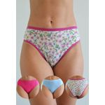 Kit 3 Calcinhas Frelith Floral, Azul e Pink em Cotton - ESTAMPADA