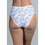 Kit 3 Calcinhas Floral, Marfim e Azul Marinho em Microfibra - ESTAMPADA