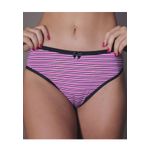 Kit 3 Calcinhas Pink Listrado Preto em Microfibra - ESTAMPADA