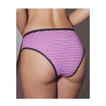 Kit 3 Calcinhas Pink Listrado Preto em Microfibra - ESTAMPADA