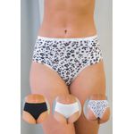 Kit 3 Calcinhas Frelith Floral Branco e Preto - ESTAMPADA