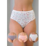 Kit 3 Calcinhas Floral Frelith Roxo e Rosê em Microfibra - ESTAMPADA