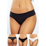 Kit 3 Fios Frelith preta com poá branco, preta e branca - ESTAMPADA