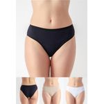 Kit 3 Calcinhas Leah Frelith Básicos Canelado - DIVERSOS