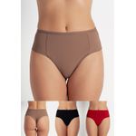 Kit 3 Calcinhas Maya Frelith Castanho, Preto e Vermelho - DIVERSOS