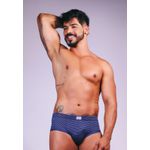 Slip Frelith Listrado Marinho em Microfibra - ESTAMPADA