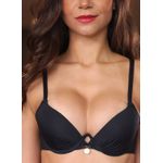 Sutiã Arco Duplo Largo Franzido Básico em Microfibra Leve - PRETO