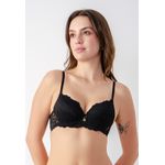 Sutiã Base Larga Franzido em Renda Frelith - PRETO