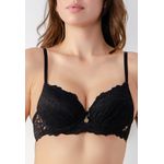 Sutiã Base Larga Franzido em Renda Frelith - PRETO