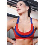 Top Fitness Frelith Laranja com Recorte Azul Marinho - LARANJA