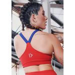 Top Fitness Frelith Laranja com Recorte Azul Marinho - LARANJA