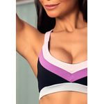 Top Fitness Frelith Preto com Roxo Azul claro e Branco - PRETO