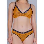 Conjunto Lingerie Sem Bojo Cortina Renda Dupla - LARANJA ESCURO