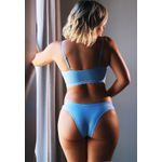 Conjunto Top Franzido e Calcinha Tanga em Modal Power - AZUL CLARO
