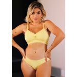 Conjunto Top Franzido e Calcinha Tanga em Modal Power - AMARELO CLARO