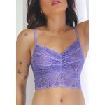 Conjunto Frelith sem Bojo e Calcinha Fio de Renda Roxa e Tule Chocolate - ROXO