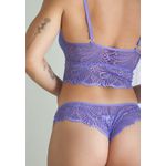 Conjunto Frelith sem Bojo e Calcinha Fio de Renda Roxa e Tule Chocolate - ROXO