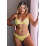 Conjunto Top V Franzido e Calcinha Tanga em Modal Power - AMARELO CLARO