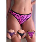 Kit 3 Calcinhas Frelith Neon Pink Onça Poá e Preto em Microfibra - ESTAMPADA