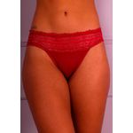 Kit 3 Calcinhas com Cós de Renda Pêssego, Vermelho e Off White em Microfibra - DIVERSOS