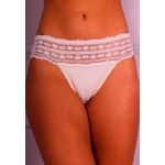 Kit 3 Calcinhas com Cós de Renda Pêssego, Vermelho e Off White em Microfibra - DIVERSOS