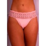 Kit 3 Calcinhas com Cós de Renda Pêssego, Vermelho e Off White em Microfibra - DIVERSOS