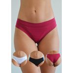 Kit 3 Calcinhas Frelith Branco, Preto e Pink Escuro em Microfibra Trabalhada - DIVERSOS