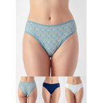 Kit 3 Calcinhas Frelith Floral Marinho e Marfim - ESTAMPADA