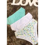 Kit 3 Calcinhas Triangulos Verde Branco Exclusivo em Microfibra - ESTAMPADA