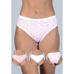 Kit 3 Calcinhas Onça Rosada, Rosê e Branco em Microfibra - ESTAMPADA
