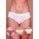 Kit 3 Calcinhas Abelhas, Castanho e Amarelo Claro em Microfibra - ESTAMPADA