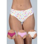 Kit 3 Calcinhas Floral, Pink e Rosa em Microfibra - ESTAMPADA