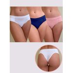 Kit 3 Calcinhas Marinho Rose Branco em Microfibra Leve - DIVERSOS