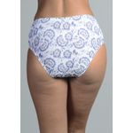 Kit 3 Calcinhas Floral, Marfim e Azul Marinho em Microfibra - ESTAMPADA