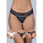 Kit 3 Fios com Cós de Renda Poá, Preto e Branco em Microfibra - ESTAMPADA