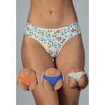 Kit 3 Fios Floral, Laranja e Azul em Microfibra - ESTAMPADA