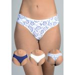 Kit 3 Fios Floral, Marfim e Azul Marinho em Microfibra - ESTAMPADA