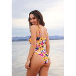 Maiô sem Bojo com Argolas e Estampa Floral em Microfibra - ESTAMPADA