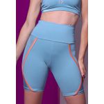Short Fitness Frelith Fosco e Brilho Azul Claro com Bolso no Cós Traseiro em Microfibra - AZUL CLARO